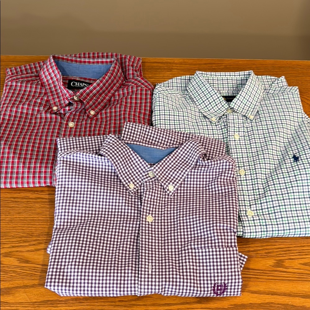 Champion Men's Red, Green, and Purple Checkered Shirts